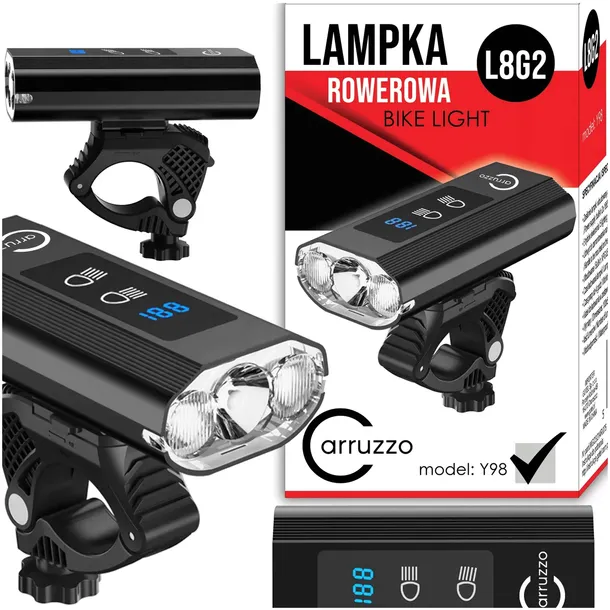 Lampka Rowerowa Światło Długie Krótkie 1200lm 5 Trybów Świecenia Powerbank