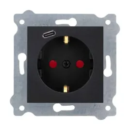exen-gniazdo-pojedyncze-z-u-schuko-2p-e-usb-typ-c-czarny-metalik-274-14e