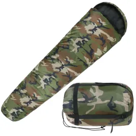 Zdjęcie produktu Śpiwór turystyczny wojskowy MIL-TEC MUMIA 2-warstwowy do -10°C WOODLAND