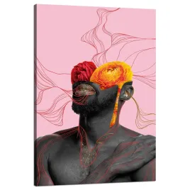 obraz-na-plotnie-czarny-mezczyzna-kwiaty-natura-80x120-cm