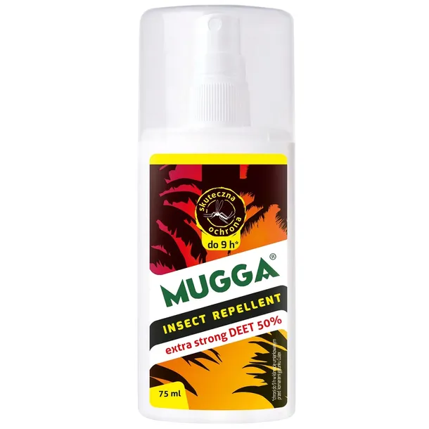 MUGGA SPRAY DEET 50% NA KOMARY KLESZCZE OWADY 75ml