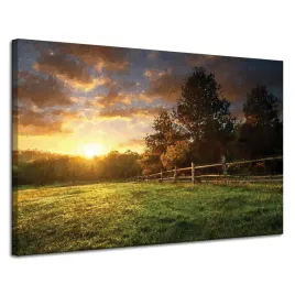obraz-na-plotnie-slonce-krajobraz-wiejski-drzewa-laka-120x80-cm
