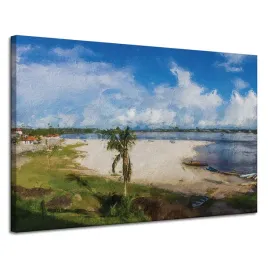 obraz-na-plotnie-plaza-woda-palma-slonce-jezioro-120x80-cm