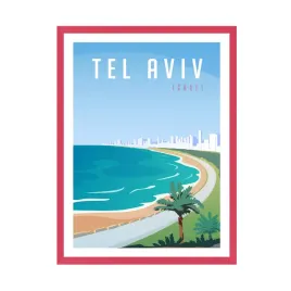 plakat-miasta-tel-aviv-24x30-cm-ramka-amarant-izrael