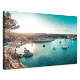 obraz-na-plotnie-woda-w-blasku-slonca-lodzie-skaly-120x80-cm