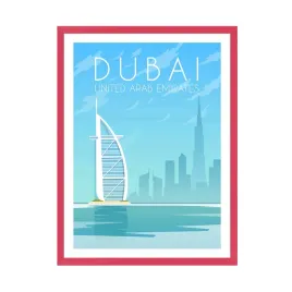 plakat-miasta-dubaj-24x30-cm-ramka-amarant-emiraty-arabskie-wakacje
