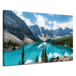 obraz-na-plotnie-przyroda-gory-las-blekitna-woda-120x80-cm