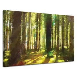obraz-na-plotnie-olejowy-las-drzewa-swiatlo-natura-120x80-cm