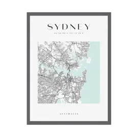 plakat-mapa-miasta-sydney-kwadrat-24x30-ramka-szara