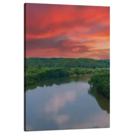 obraz-na-plotnie-rozowe-niebo-slonce-rzeka-natura-80x120-cm