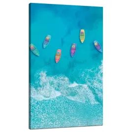 obraz-na-plotnie-lodki-na-wodzie-oceanie-blekit-70x120-cm