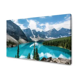obraz-na-plotnie-przyroda-gory-las-blekitna-woda-120x70-cm