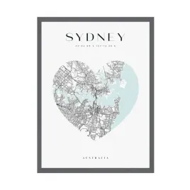 plakat-mapa-miasta-sydney-serce-24x30-ramka-szara