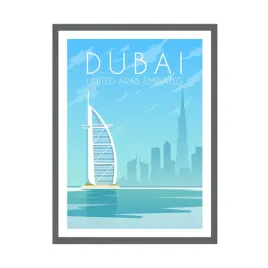 plakat-miasta-dubaj-24x30-cm-ramka-szara-emiraty-arabskie-wakacje