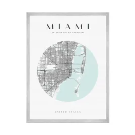 plakat-mapa-miasta-miami-kolo-24x30-ramka-srebrna