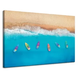 obraz-na-plotnie-lodki-przy-brzegu-piasek-woda-120x80-cm-idealny-na-prezent