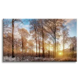 obraz-na-plotnie-drzewa-zima-wschodzace-slonce-120x80-cm-idealny-na-prezent