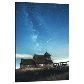 obraz-na-plotnie-kosmos-niebo-nad-kosciolem-80x120