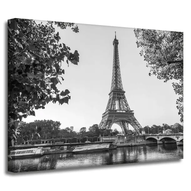 obrazy-na-plotnie-wieza-eiffla-czarno-biale-40x30
