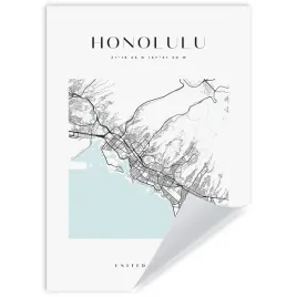 plakat-mapa-miasta-honolulu-kwadrat-50x70-cm