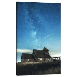 obraz-na-plotnie-kosmos-niebo-nad-kosciolem-60x100
