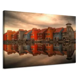 obraz-na-plotnie-kolorowe-domy-holandii-120x80-cm