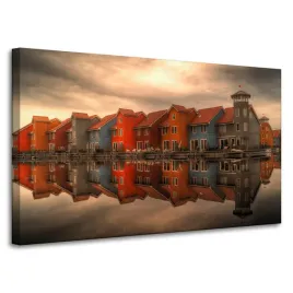 obraz-na-plotnie-kolorowe-domy-holandii-100x60-cm