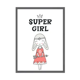 plakat-dzieciece-super-girl-24x30-ramka-szara