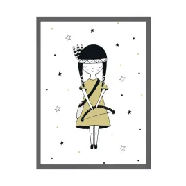 plakat-dzieciece-mala-indianka-24x30-ramka-szara