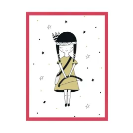 plakat-dzieciece-mala-indianka-24x30-ramka-amarant