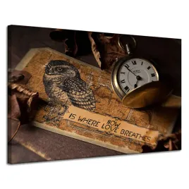 obraz-na-plotnie-vintage-zegar-zegarek-120x80-cm