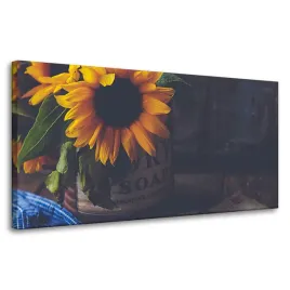 obraz-na-plotnie-kwiat-slonecznik-vintage-80x40-cm
