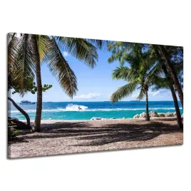 obraz-na-plotnie-natura-ocean-palmy-plaza-120x70