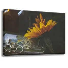 obraz-na-plotnie-natura-slonecznik-ksiazka-60x40