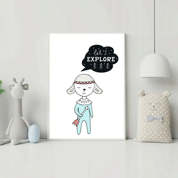 plakat-dzieciece-let-s-explore-24x30-ramka-amarant-wysokosc-produktu-30-cm