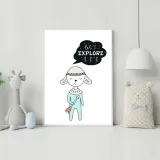 plakat-dzieciece-let-s-explore-24x30-ramka-amarant-wysokosc-produktu-30-cm