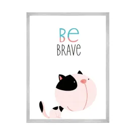 plakat-dzieciece-kotek-be-brave-24x30-rama-srebrna