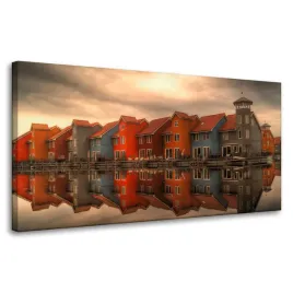 obraz-na-plotnie-kolorowe-domy-holandii-80x40-cm