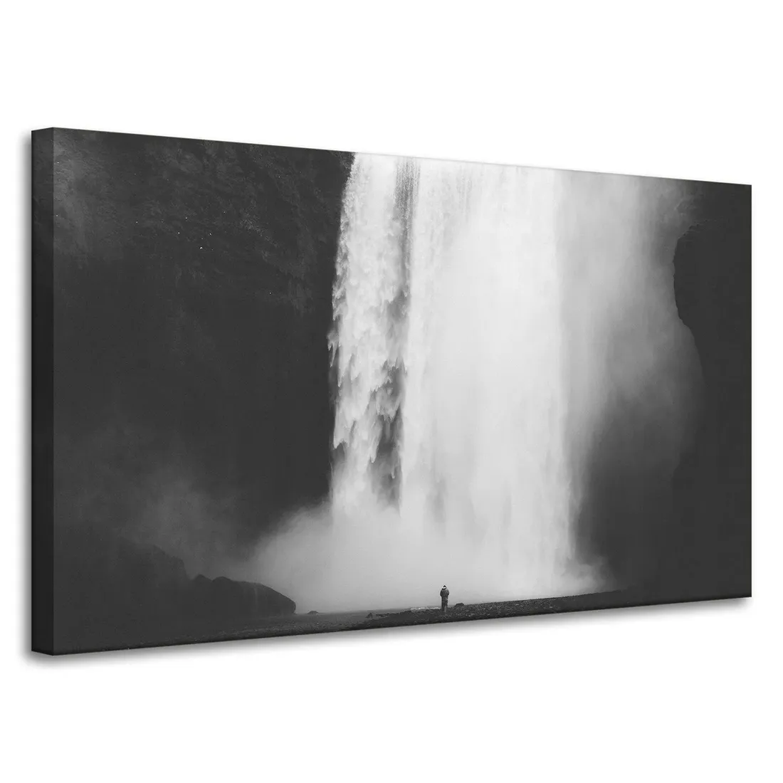 obrazy-na-plotnie-czarno-biale-wodospad-100x60-cm-stan-nowy