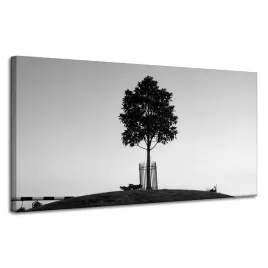 obraz-na-plotnie-natura-drzewo-czarno-biale-120x60
