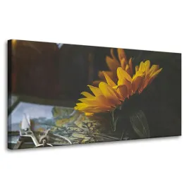 obraz-na-plotnie-natura-slonecznik-ksiazka-80x40