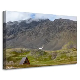 obraz-na-plotnie-natura-domek-w-gorach-90x60-cm