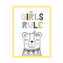 plakat-dzieciece-girls-rule-40x50-cm-ramka-zolta