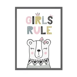 plakat-dzieciece-girls-rule-40x50-cm-ramka-szara