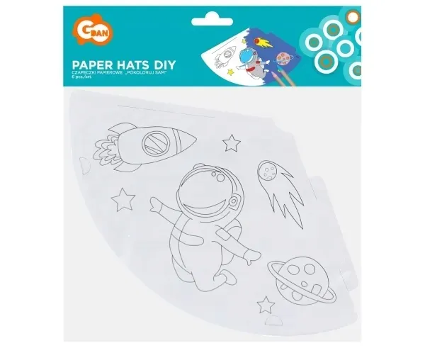 czapeczki-papierowe-pokoloruj-sam-kosmos-6-szt-marka-godan