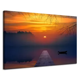 obraz-na-plotnie-natura-zachod-slonca-nad-jeziorem-120x80-cm