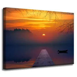 obraz-na-plotnie-natura-zachod-slonca-nad-jeziorem-40x30-cm