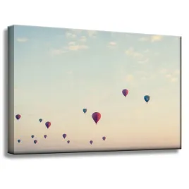 obraz-na-plotnie-mlodziezowe-balony-niebo-natura-zachod-slonca-60x40