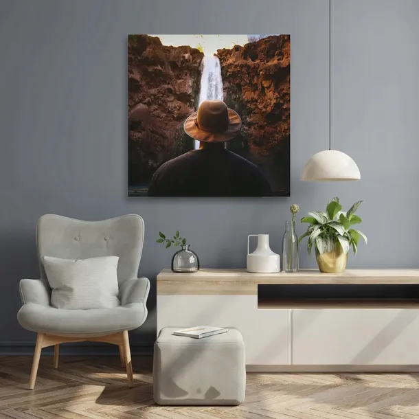 obraz-na-plotnie-ludzie-wodospad-gory-60x60-format-kwadratowy
