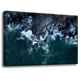 obraz-na-plotnie-natura-fale-morze-skalista-plaza-niebieska-woda-60x40